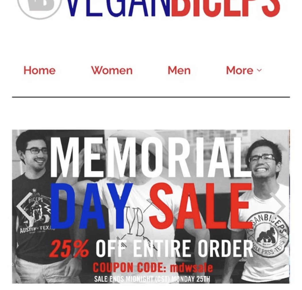 Venta de Memorial Day de Vegan Biceps — Frank Flores y sus hermanos gemelos con ropa de Austin