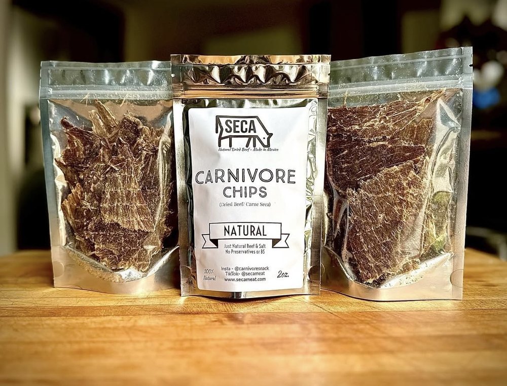 SECA Carnivore Chips — paquetes de carne seca